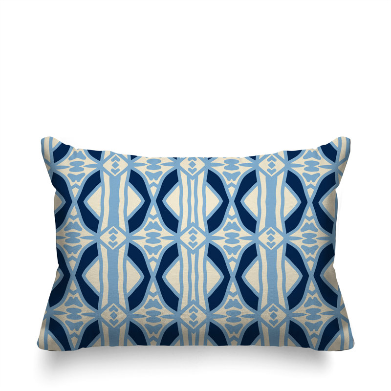 Coussin rectangulaire intérieur / extérieur réversible Sunderland, Rectangle H 18 po x l 25 po, Bleu