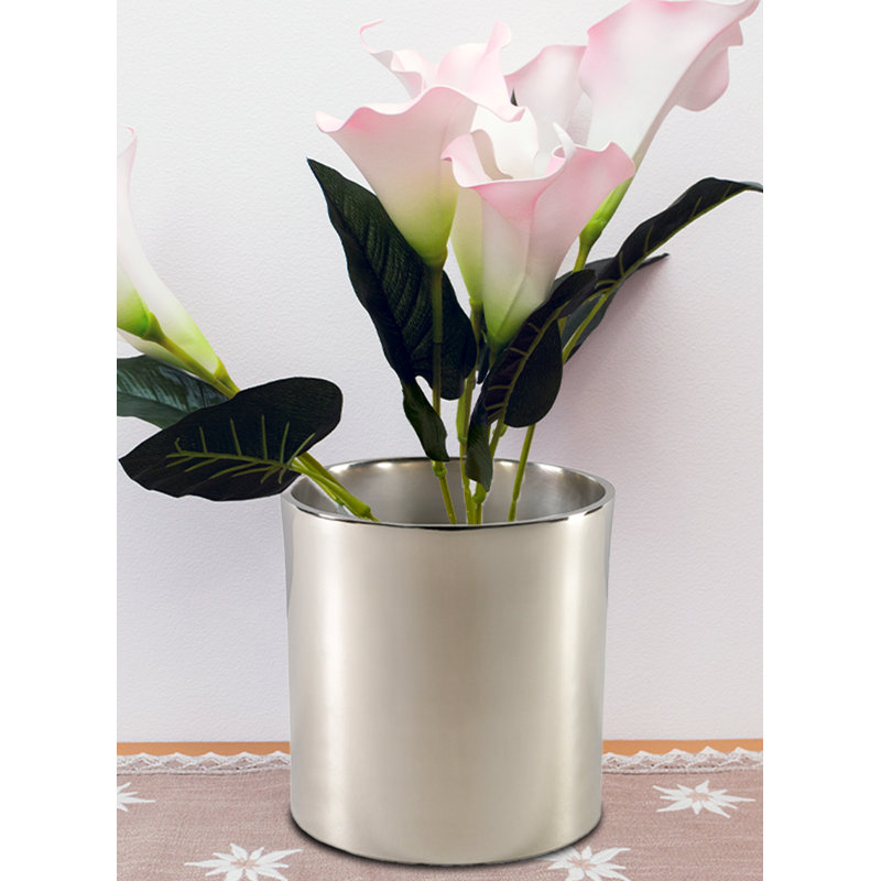 Vase en aluminium argenté Mercer41, H 6 po x l 6 po x P 6 po