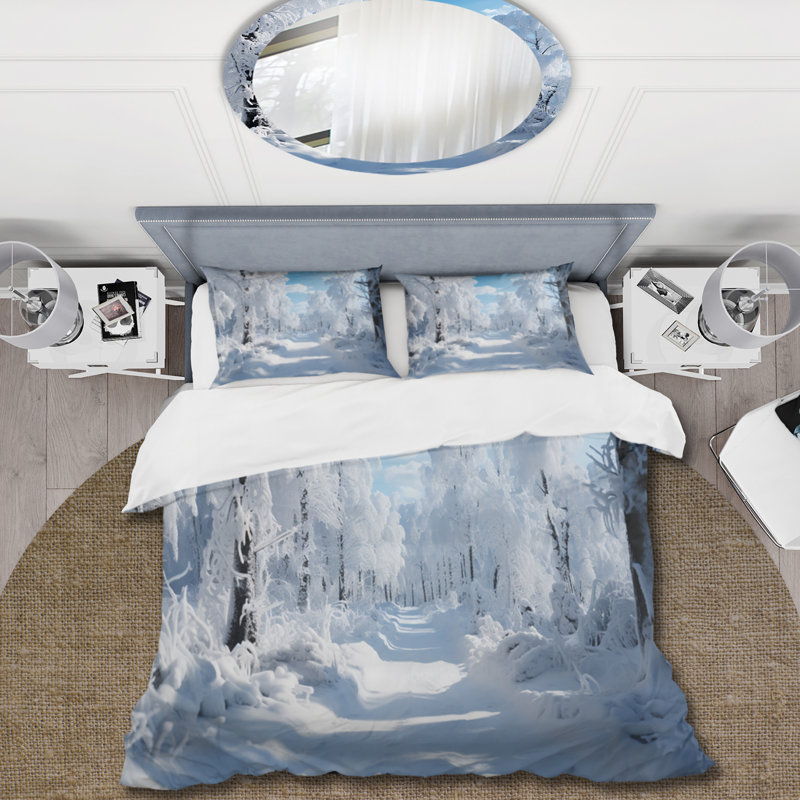 Ensemble de housse de couette Winter Frosty Forest IV Bedding, Housse de couette pour très grand lit et 2 très