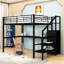 Lit mezzanine double avec bureau, garde-robe et lumière DEL