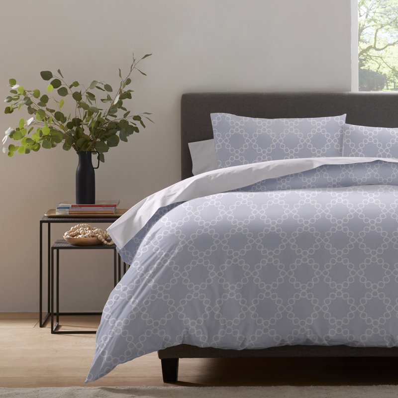Clean Design Home Palais Duvet Set, Queen Duvet Cover + 2 Standard Shams, Soft Blue