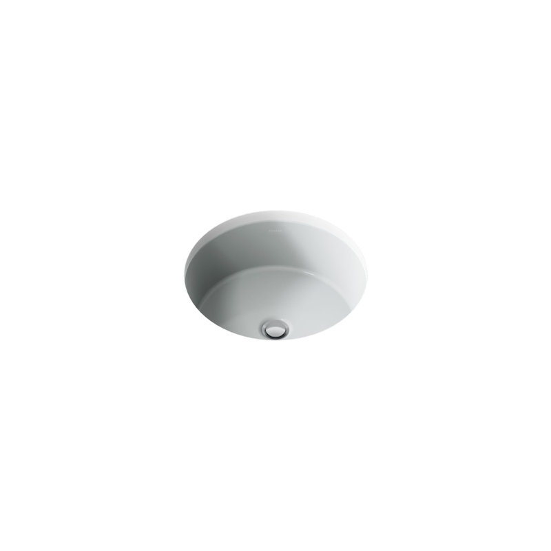 Verticyl Ceramic Vitreous China Circular Undermount Bathroom Sink with Overflow, Ice Gray