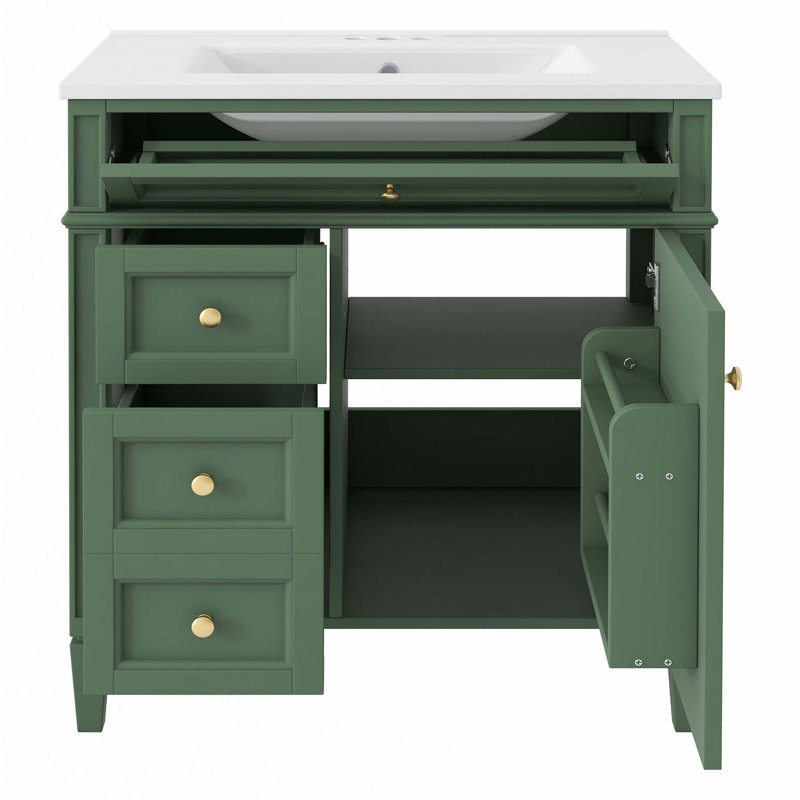 Meuble-lavabo de 30 po avec lavabo supérieur, Vert