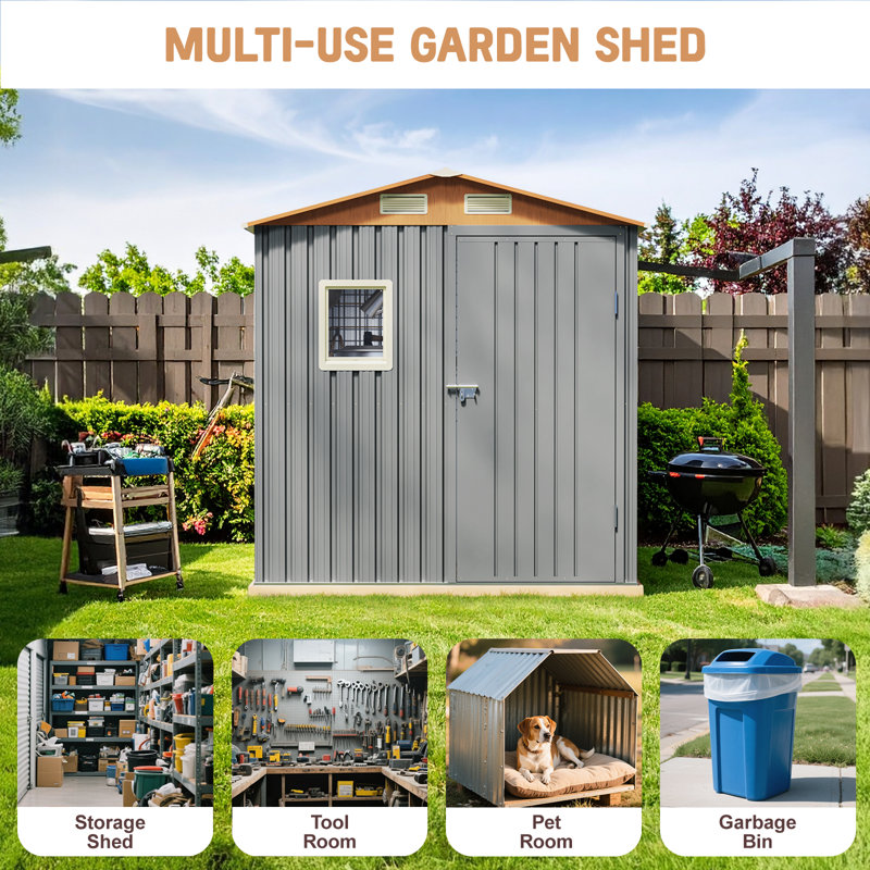 Outdoor Storage Shed Metal Shed, 6' x 4'