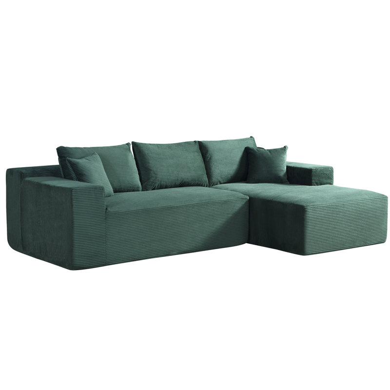 Canapé convertible en L 3 places, Dark Green Fabric, 30.69" H x 59.69" W x 96.68" D