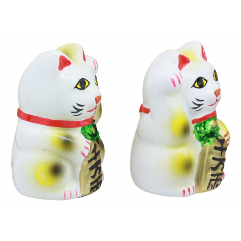 Ensemble de figurine en céramique en céramique pour chat beckoning chat et de fortune maneki neko Ghaisas