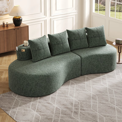 Modern Curved 3-seat Half-moon Sectional Sofa, Minimalist Elegant Compressed Modular Chenille Couch For Living Room, Office & Apartment