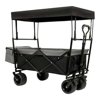 480Lbs Collapsible Wagon With Canopy,Wagon Stroller With 7" All-Terrain Wheels, Lightweight Foldable Wagon, Large Capacity For Camping, Shopping, Sports, And Garden Use With Mosquito Net