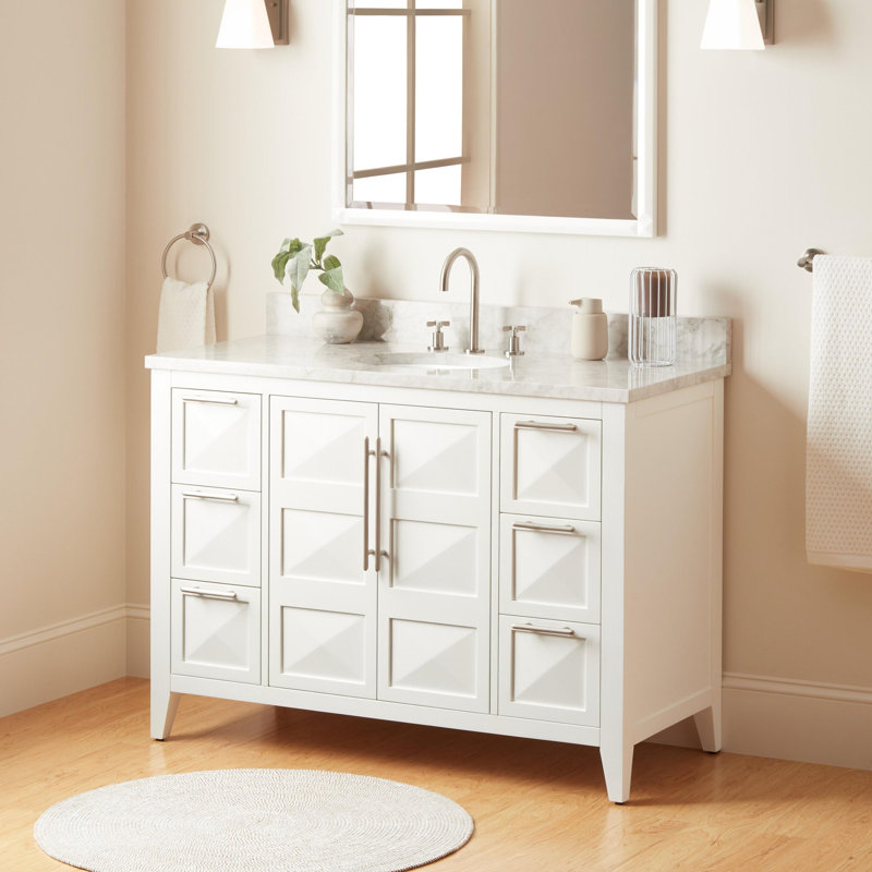 48" Holmesdale Vanity With Undermount Sink - Widespread, Arctic White Quartz, Black