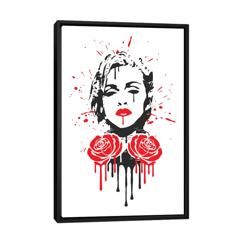 Coeur rebel, H 26 po x l 18 po x P 1,5 po, Toile avec cadre noir, Pas de tapis