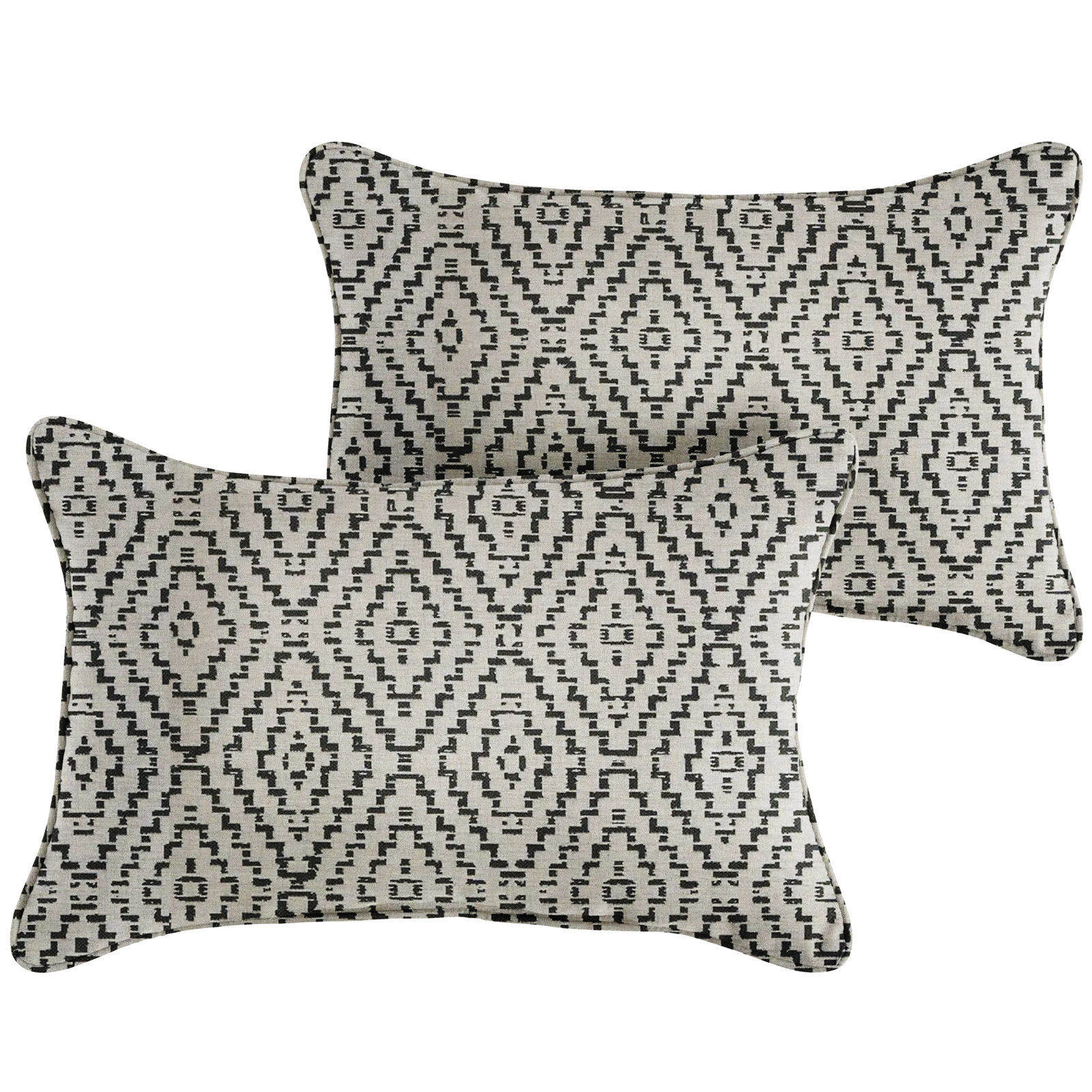 New Sunbrella 2023 Sunbrella® Indoor/Outdoor Lumbar Throw Pillow, 16" x 26", Gray Geometric
