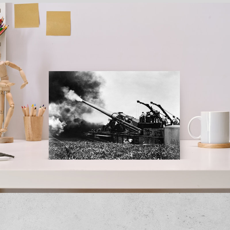 Art mural rétro rétro de la Seconde Guerre mondiale, artillerie des années 1940, H 18 po x l 12 po