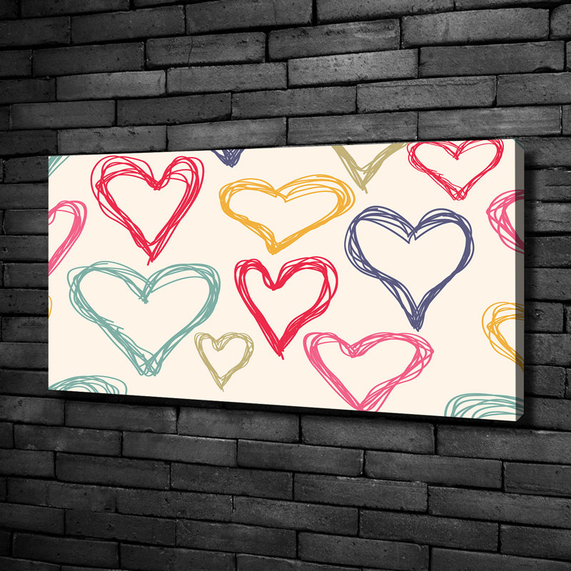 Colourful Hearts - No Frame Print on Canvas