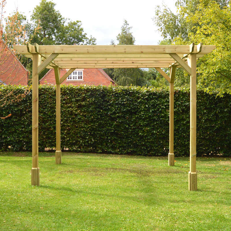Baumbaugh Solid Wood Pergola, Light Green, 13.78 ft x 11.81 ft