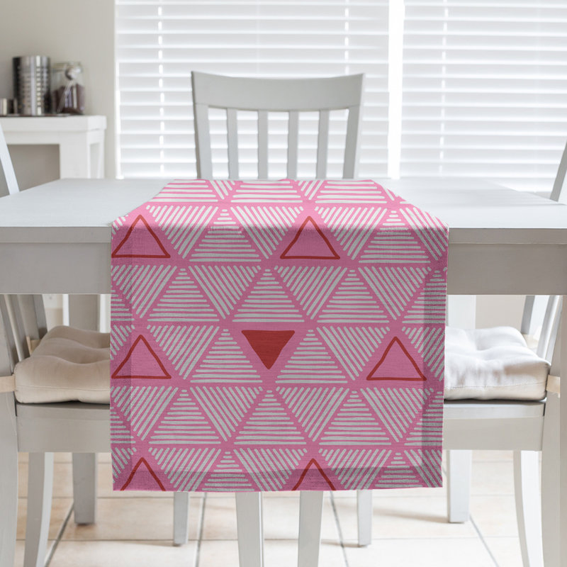 Chemin de table fêtest hol, L 72 po x l 16 po, Rose / Rouge, Polyester