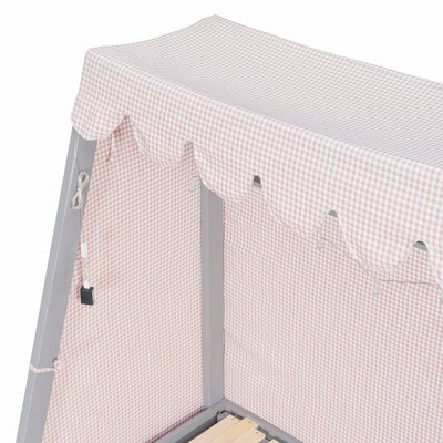 Lit maison avec lit gigogne, tablette, tente et lumière