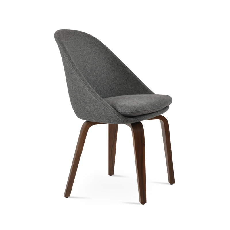 Chaise d'appoint rembourrée en bleu, Gris foncé, Noyer