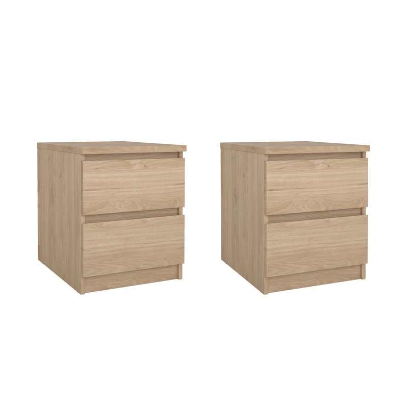 Table de chevet 2 tiroirs Yarbrough - ensemble de 2, Beige