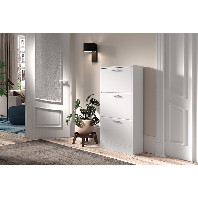 9 Pair Flip Down Shoe Storage, White