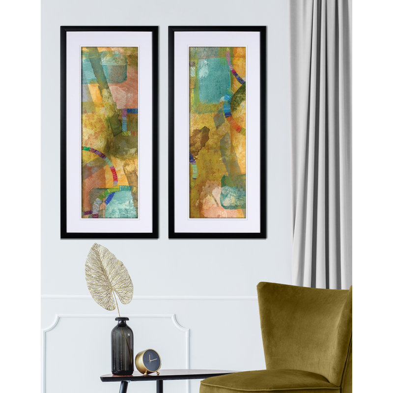 « moving to the battement », ensemble de 2 reproductions de peintures à l’acrylique encadrées, Noir