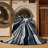 Machine Washable Palvinder Bold & Eclectic Modern Starburst Rug in Gray – Navy Binding-885703396