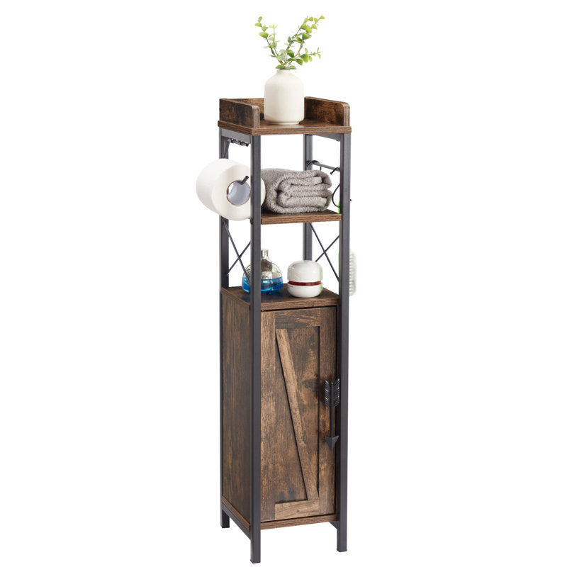 Haslom Freestanding Linen Cabinet, Brown/Black