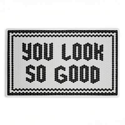 Black You Look So Good Printed Plush Bath Mat and Bath Rug, design by Lettered and Lined, 18"x30"