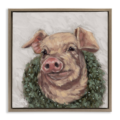 Cochon avec couronne de vacances, art mural par Sara G. Designs