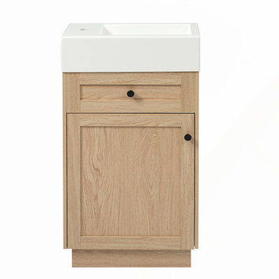 Meuble-lavabo de 30 pouces avec lavabo en céramique, conception compacte pour petits espaces, 2 tiroirs et tablette réglable