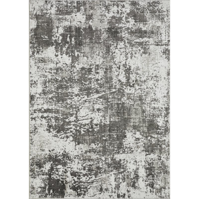 Tapis abstrait gris en polypropylène tissé à la main Siante