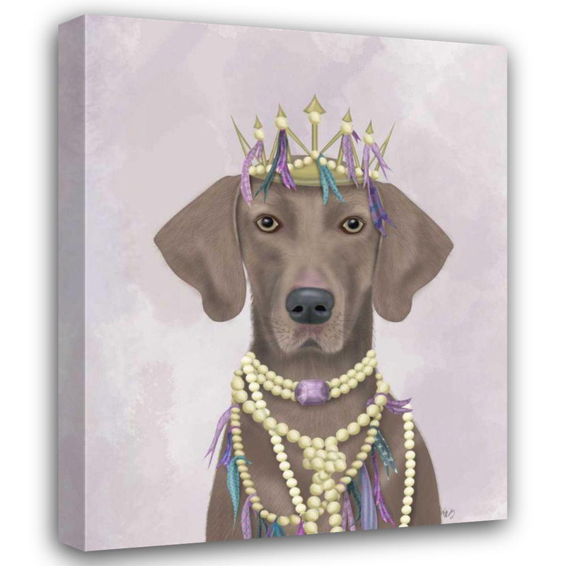 Art sur toile tendue Dakota Fields Fab Funky Gallery, Weimaraner with Tiara, H 18 po x l 15 po