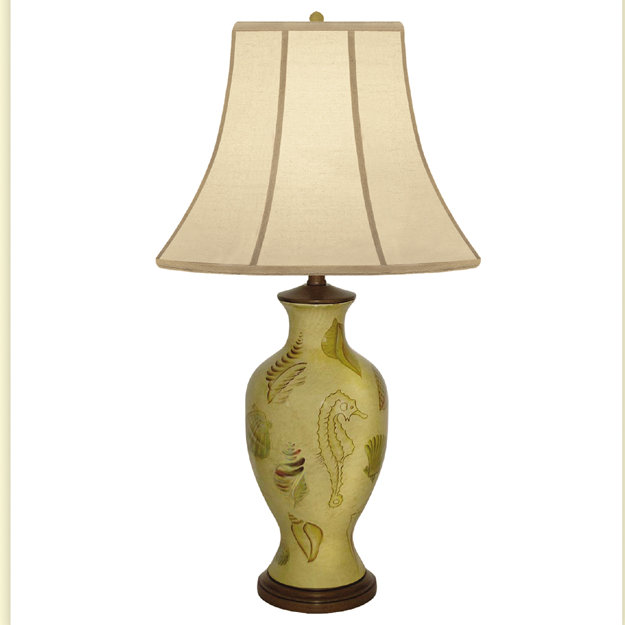 Lampe de table en porcelaine peinte à la main 32 po pelomino coquillage