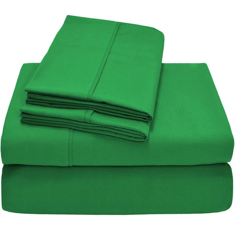 Ensemble de draps en microfibre Bare Home, Ensemble de draps pour lit double TG + 1 drap-hous, Vert palmier