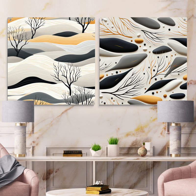Shroyer - Ensemble de 2 art mural en verre acrylique, H 30 po x l 61 po