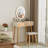 Angeligue Vanity Table Set with Adjustable Brightness Mirror and Cushioned Stool-665542144