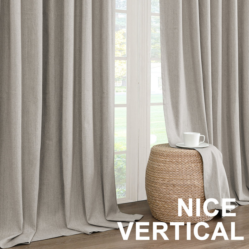 Premium Chenille Linen Textured 100% Blackout Curtains Thermal Insulated for Living Room Back Tab/Rod Pocket Bedroom Draperies 2 Panels