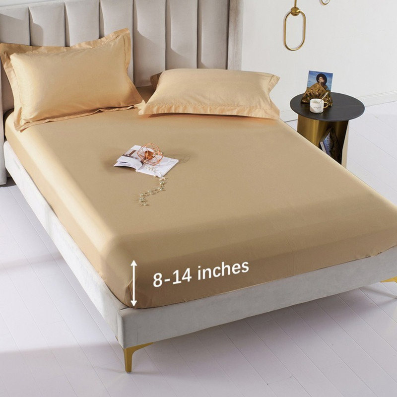 Solayne Deep Pocket Fitted Sheet Only 100% Long Staple Cotton Breathable Bottom Sheet Fits Up To 14" Deep Mattress