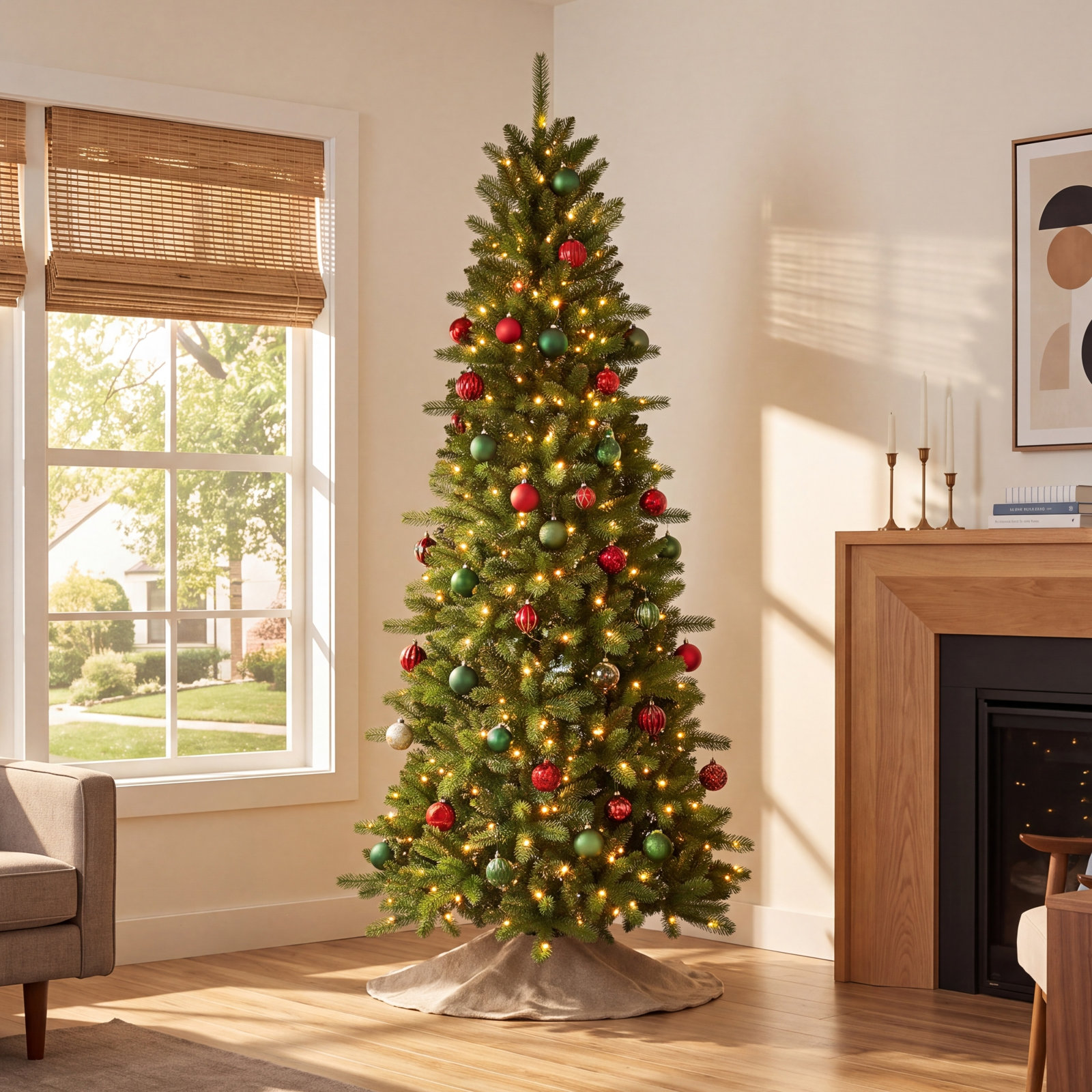 Minerva Pre-Lit Spruce Christmas Tree, 9' H
