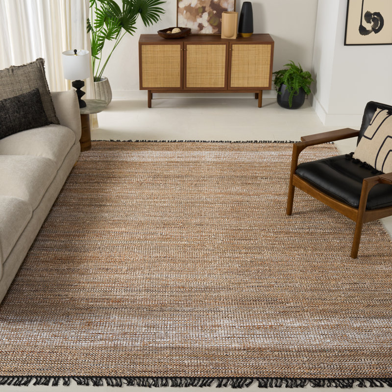 Tapis beige en jute / coton tissé à la main Cape Cod 153, Rectangle 8 pi x 10 pi