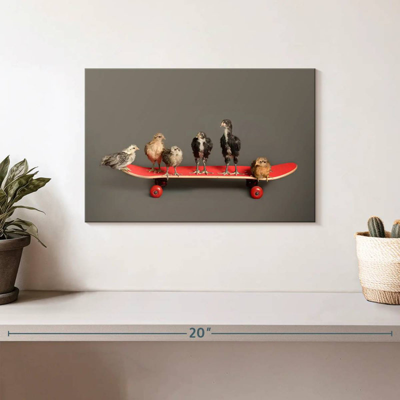 Brampt Chicks On Skateboard, 8" H x 12" W