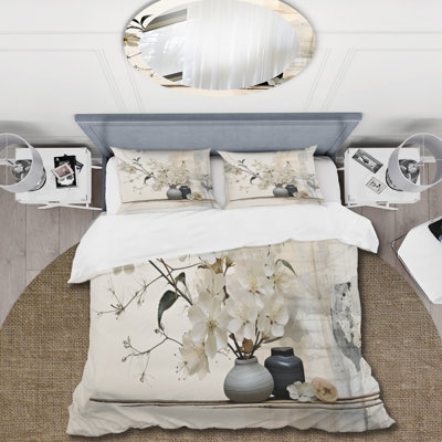 Asian Art Sumie Zen II - Asian Art Duvet Cover Set - Microfiber Polyester