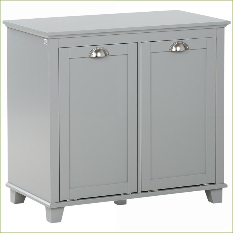 Cabinets: Tilt-Out Laundry Sorter with Two-Compartment Hamper, Slate Gray | Bathroom | Contemporary