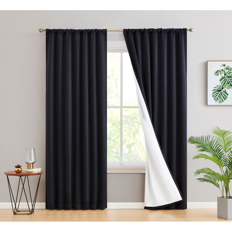 Arbas Curtain Pair, 52" W x 108" L, Black