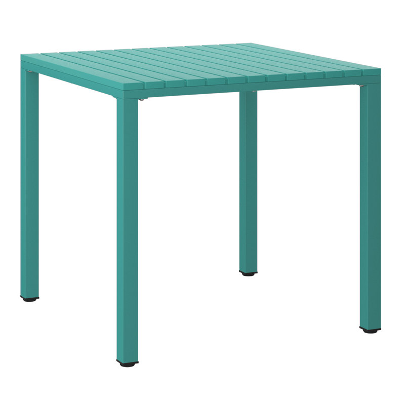 Jackqueline 31.5" Outdoor Square Dining Table With Metal Frame, Turquoise