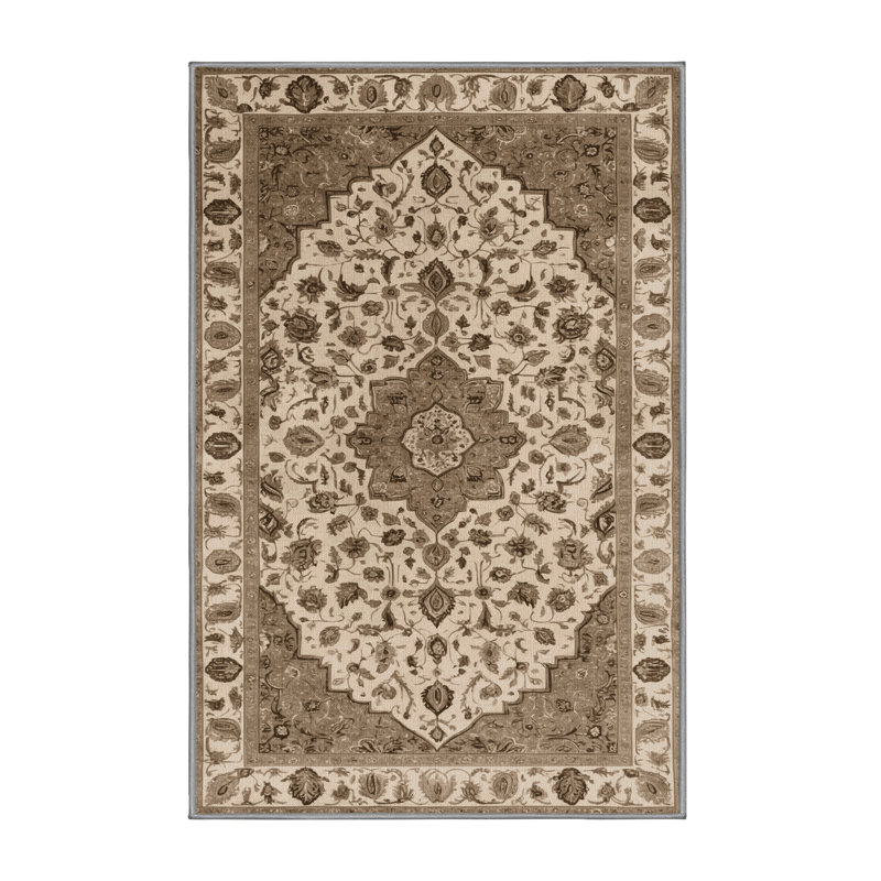 Tapis gris Tabriz lavable à la machine
