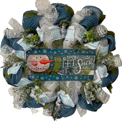 Winter Wreath Let It Snow Country Snowman