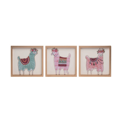 MDF Llama Block Decor Set of 3 Spring Home Decorations