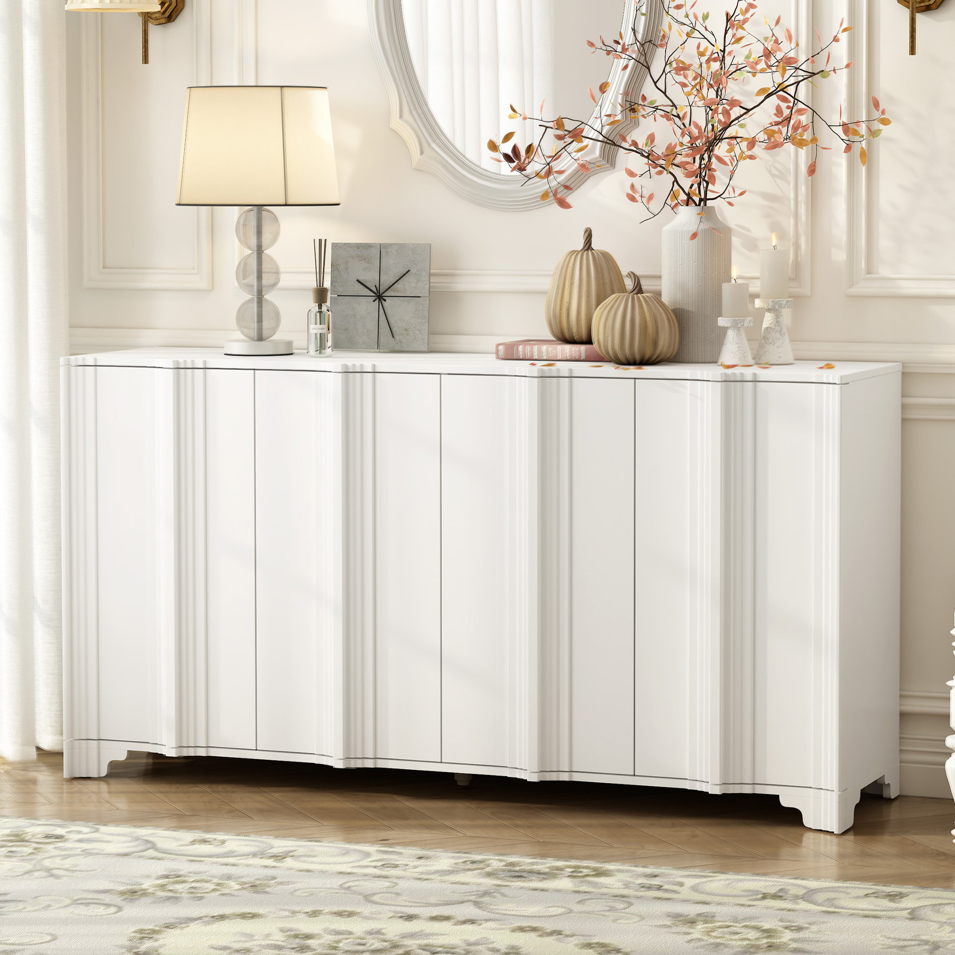 Ebern Designs Sophisticated 4-Door Sideboard Adorned with Intricate ...