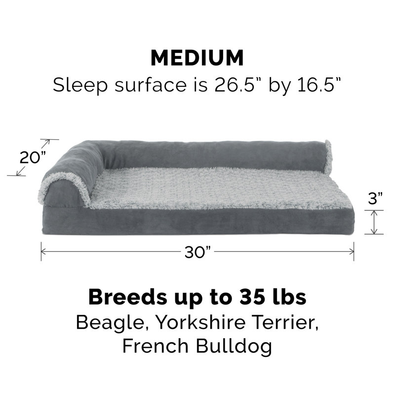 Orthopedic Polyester Pet Bed, Medium (30" W x 20" D x 6" H), Stone Gray