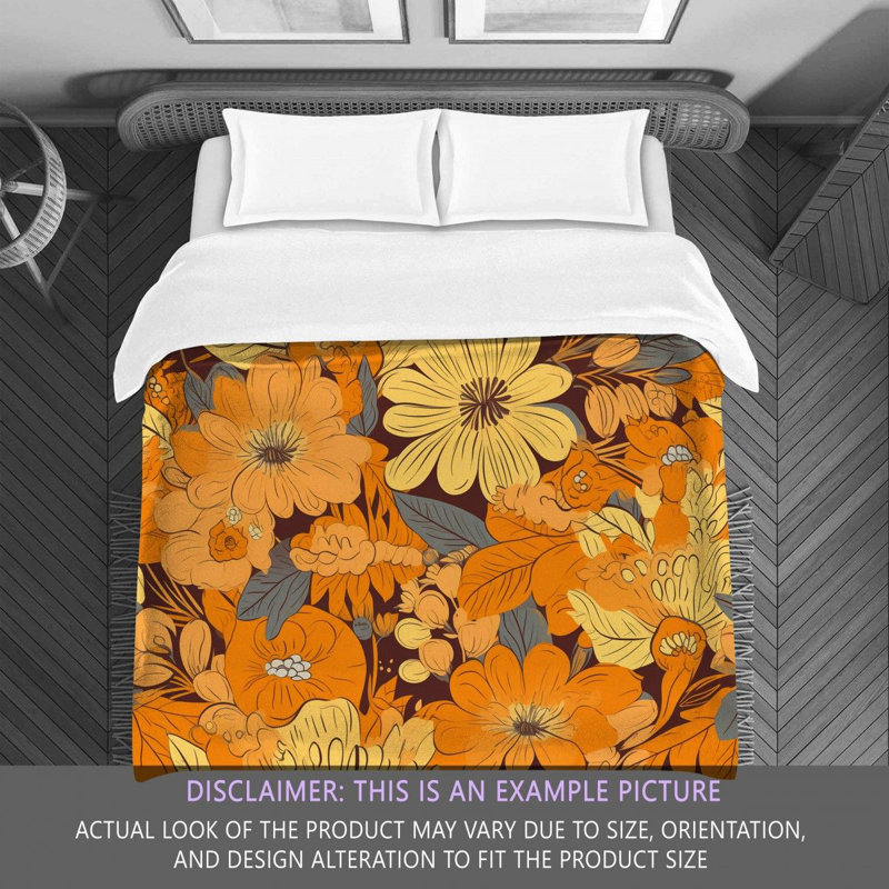Machine Printed Comforter, King Comforter, Orange/Yellow